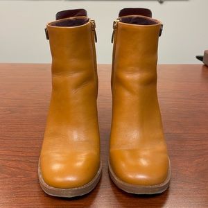 Franco Sarto Tan Leather Boots with Block Heels